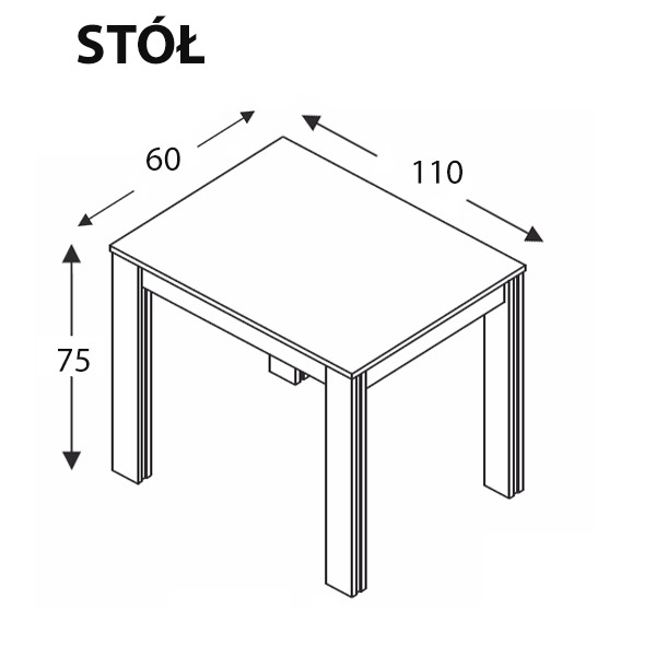 Stół 4 nogi 110×60 – 7 kolorów